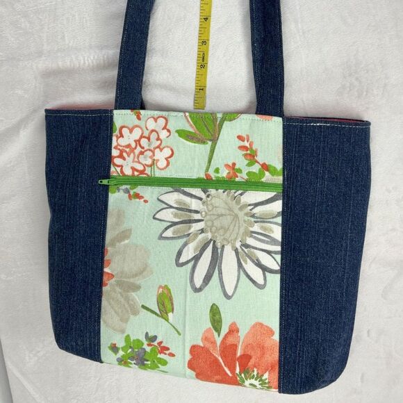 Handmade Upcycled Denim Tote Bag, linened with cotton materials. - Picture 11 of 11